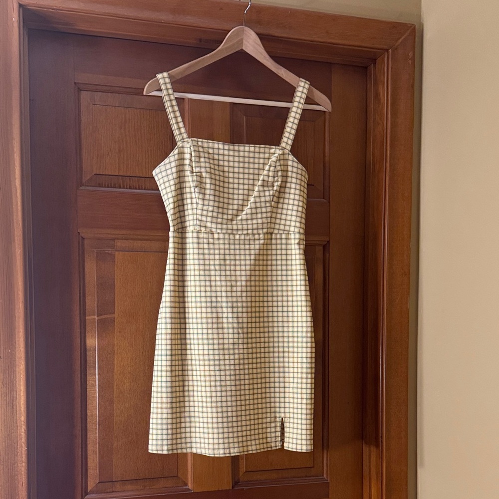 Hollister Yellow Windowpane Check Mini Dress